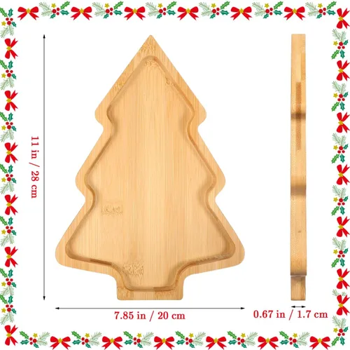 Vista 2 de BESTonZON Tabla de charcutería de árbol de Navidad, platos de plato de árbol de Navidad en forma de tablero de charcutería de madera