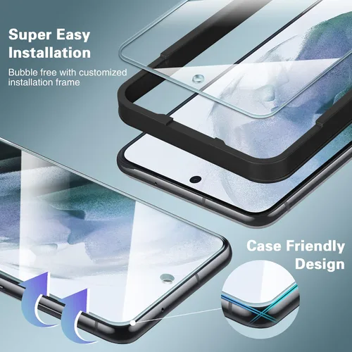 Vista 5 de FANGTIAN - Paquete de 3 protectores de pantalla para Samsung Galaxy S21 FE (6.4 pulgadas) HD transparente, desbloqueo de huellas dactilares