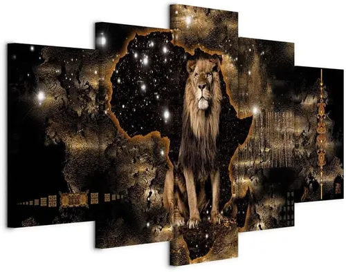Vista 34 de artgeist Lienzo acústico para pared, diseño de África, 40 x 20 pulgadas, 5 piezas con impresión de sonido de espuma acústica, sala de arte de África