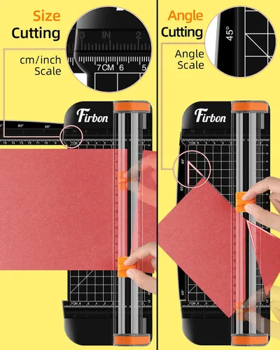 Vista 4 de Firbon - Cortador de papel negro A5, cortador de papel pequeño y recto con regla lateral para manualidades de álbumes de recortes, papel, cupones