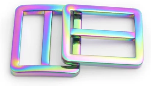 Vista 8 de Ganchos giratorios de metal arcoíris con anillos en D arcoíris y hebillas deslizantes para bolso de arco iris Tri-Glides
