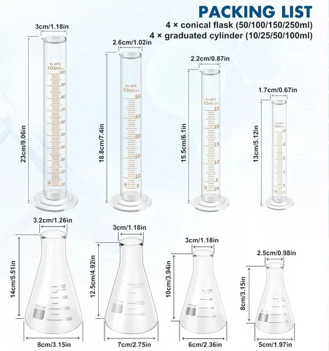 Vista 8 de FOUR E'S SCIENTIFIC Agitador magnético de 5 pulgadas con juego de vasos de vidrio, cilindro graduado, frasco de vidrio