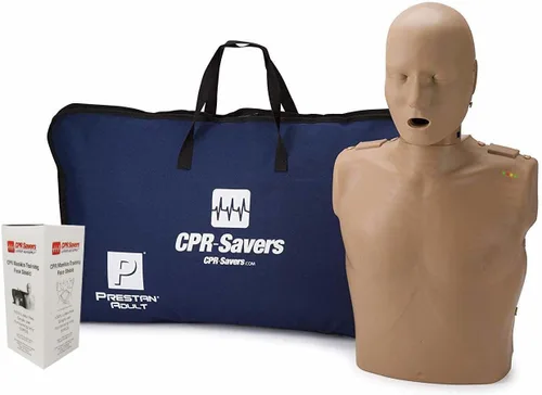 Vista 4 de CPR Savers Prestan - Maniquí profesional de entrenamiento de RCP con monitor de retroalimentación AHA 2019 y protectores faciales