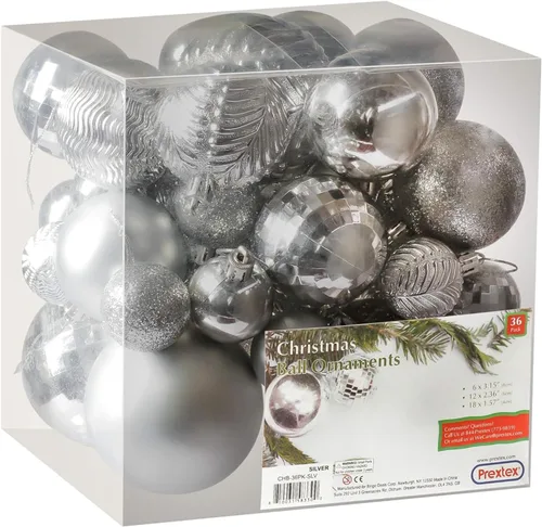 Vista 13 de PREXTEX - Juego de 36 adornos navideños azules para árbol de Navidad: bolas navideñas inastillables en color aguamarina y azul verdoso en tamaños