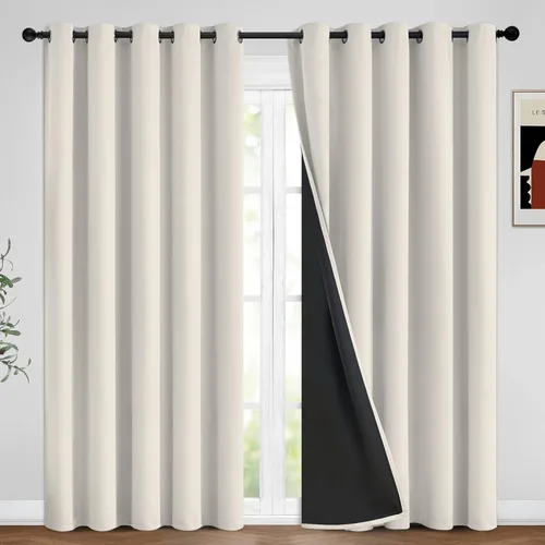 Vista 95 de Yakamok Cortinas negras, cortinas de ventana con aislamiento térmico y eficiencia energética para dormitorio, cortinas opacas completas y cortinas