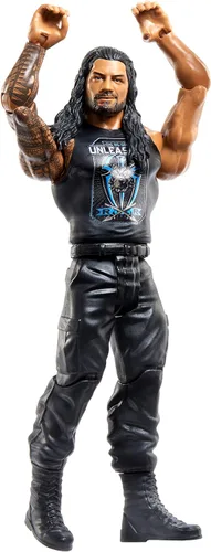 Vista 2 de WWE Mattel Roman Reigns Basic Series #108 Figura de acción en escala de 6 pulgadas con articulación y engranaje de anillo