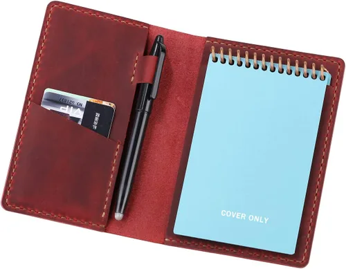 Vista 8 de Funda de cuero para cuaderno de bolsillo de 3.5 x 5.5 pulgadas con lazo para bolígrafo, funda de cuero compatible con Rocketbook Notebook