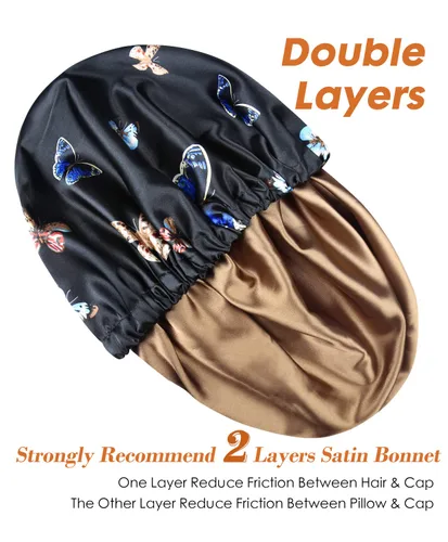 Vista 2 de Winitas Gorro de satén grande para mujeres negras con cabello rizado para dormir
