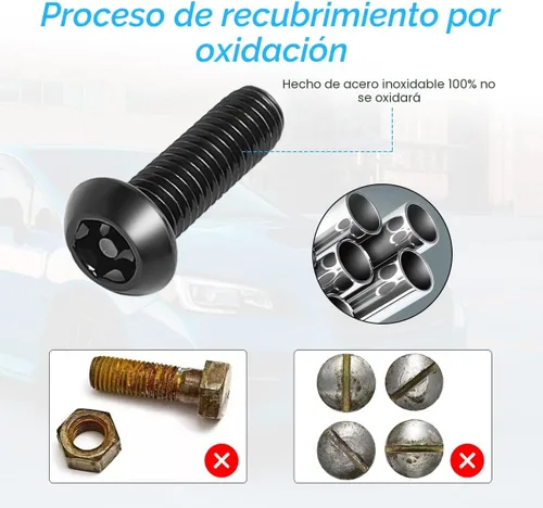 Vista 3 de YALOK Kit de tornillos antirrobo para placa de matrícula, accesorios de montaje de placa de matrícula de acero inoxidable a prueba de manipulaciones