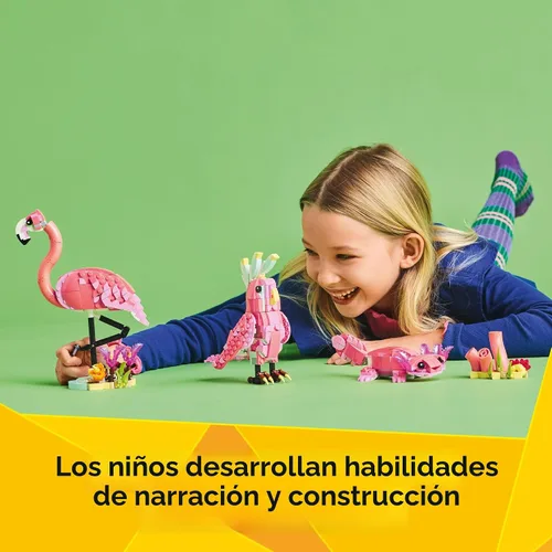 Vista 6 de LEGO Creator 3 en 1 Animales Salvajes: Juguete de Construcción de Animales de Flamenco Rosa - Juego con 3 Opciones de Construcción, Flamenco Rosa
