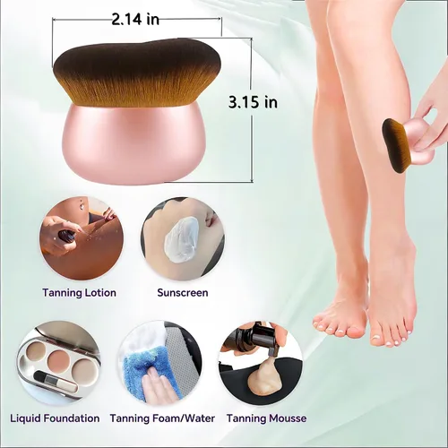 Vista 4 de Brocha de maquillaje Kabuki autobronceadora extra grande de 2.953 in, paquete de 2 para drenaje linfático, cepillo para base de polvo líquido