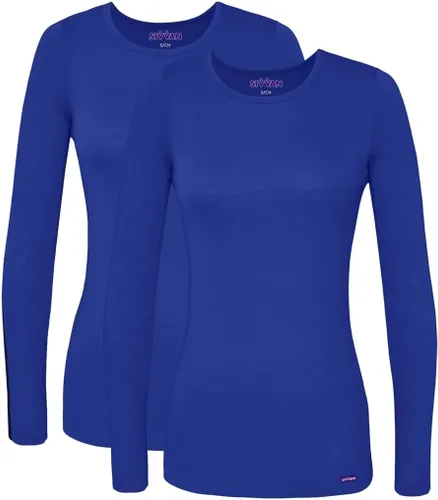Vista 24 de Sivvan Scrubs for Women - Long Sleeve Comfort Underscrub Tee 2-Pack Negro
