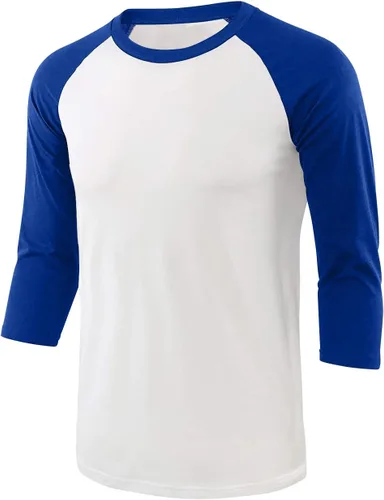Vista 12 de Camisetas de béisbol deportivas básicas de algodón suave de manga larga raglán 3/4 para hombre