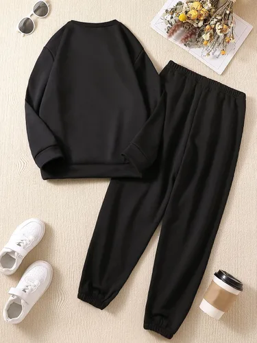 Vista 2 de SOLY HUX Girl's Graphic Print Long Sleeve Sweatshirt Top and Pants Set 2 Piece Outfits