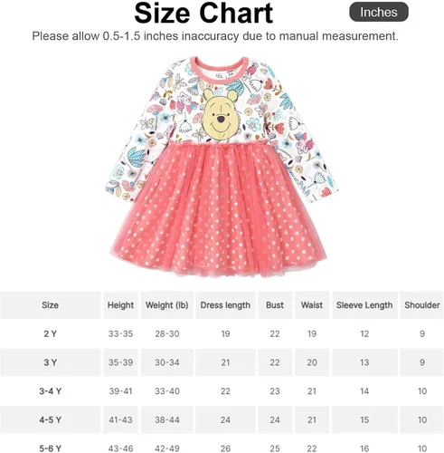 Vista 7 de Disney Vestido de tul de malla de manga larga para niña de 2 a 6 años