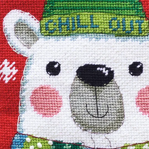 Vista 4 de Dimensions 71-09162 Chill Out Kit de Calcetín de Navidad de Needlepoint Personalizable, 16" de Largo, Multicolor, 7 piezas