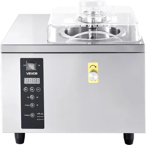 Vista 9 de VEVOR Máquina comercial de helado duro, 500 W, 1.32 galones/hora, heladera de gelato duro con cilindro de acero inoxidable 304 de 2.8 L, panel LED