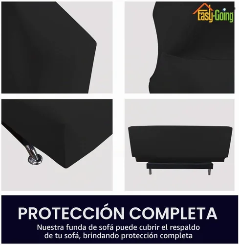 Vista 3 de Easy-Going Funda Elástica de Vellón Extensible para Sofá con Spandex Antideslizante, Protector de Muebles Suave y Lavable sin Brazos con Parte Negro