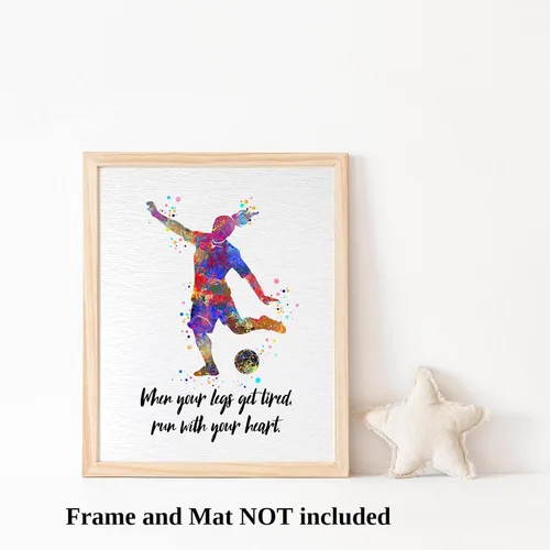 Vista 3 de Dignovel Studios Póster de impresión artística de acuarela con cita inspiradora de 8 x 10 pulgadas sin marco, decoración de pared de fútbol femenino