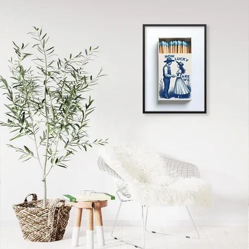 Vista 5 de ¿Qué Tan Afortunados Somos Arte de Pared Azul Posavasos Poster 08x10 pulgadas Enmarcado Preppy Costero Cowgirl Impresiones Románticas Decoraciones