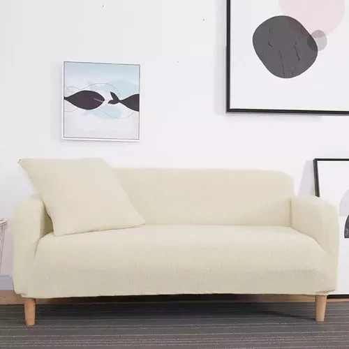 Vista 4 de Home Must Haves Beige 2-Piece Set Slipcover Sofa & Loveseat Cover Protector 4-Way Stretch Elastic