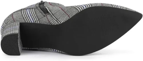 Vista 6 de Allegra K Botines de tacón grueso a cuadros para mujer
