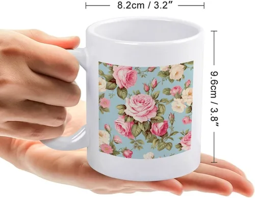 Vista 2 de Tazas de café vintage Shabby Chic Rose con diseño de flores antiguas, taza de cerámica divertida y única para cumpleaños, Día de la Madre, ideas