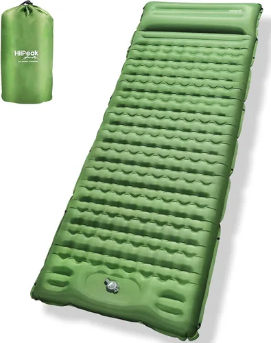 Vista 12 de HiiPeak Colchoneta de dormir para campamento: colchoneta inflable ultraligera con bomba de pie y almohada integradas, colchón de aire compacto