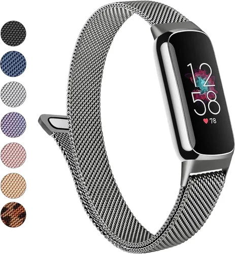 Vista 11 de Correa de metal para Fitbit Luxe para mujeres y hombres, correa de repuesto magnética ajustable de malla de acero inoxidable compatible con Fitbit