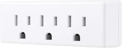 Vista 2 de GE - Enchufe múltiple de 3 tomas de corriente, de pared, enchufe adaptador a tierra, clasificación interior, 3 clavijas, perfecto para viajes, está