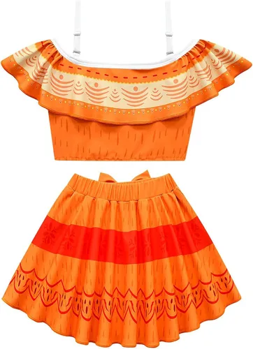 Vista 2 de YQSGT Traje de baño Encanto de dos piezas con volantes y hombros descubiertos para niños con traje de baño Mirabel