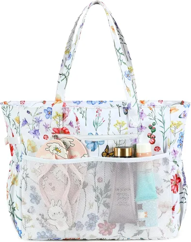 Vista 33 de Bluboon - Bolsa de playa impermeable para mujer, extra grande, con compartimento húmedo, para llevar de fin de semana, bolsa de piscina para viajes