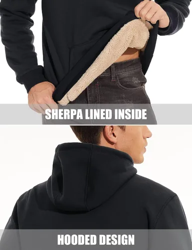 Vista 5 de MAGCOMSEN Sudadera con capucha pesada con forro polar Sherpa para hombre