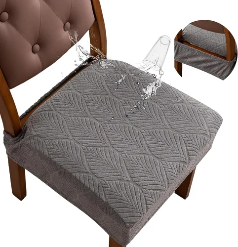 Vista 16 de Fundas de asiento para silla de comedor, extraíbles y lavables, juego de 2, fundas de cojín de asiento de silla de jacquard, protectores