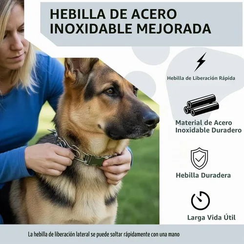 Vista 3 de Hebilla de acero inoxidable para collar y liberación rápida con hebilla fácil para perros pequeños, medianos y grandes (2.25)
