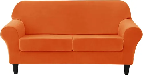 Vista 45 de CONRUSER Funda elástica para sofá, funda de terciopelo suave para sofá de un solo asiento con funda de cojín, protector de muebles (beige, talla S)