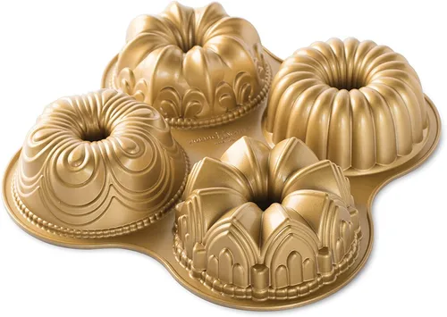 Vista 2 de Nordic Ware Bundt Cuartet - Juego de sartenes (4 piezas) y sartén Geo Bundtlette