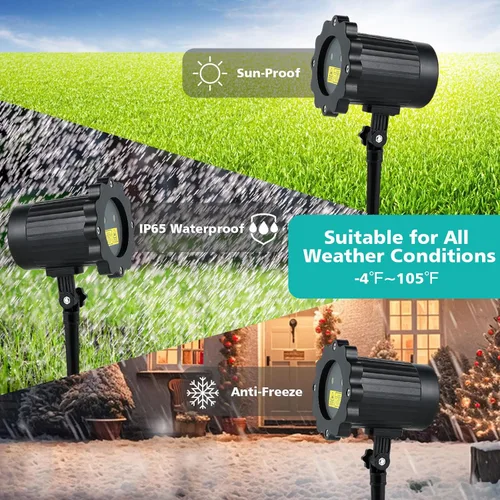 Vista 6 de Proyector de Luces de Navidad para Exteriores, Proyector de Luces LED Impermeables Decoraciones de Navidad con Control Remoto Temporizador Luces