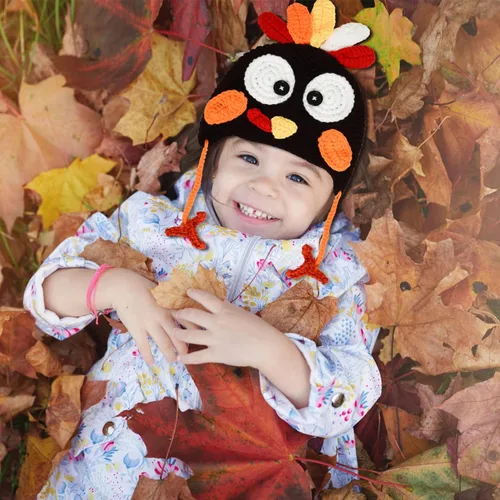Vista 5 de JETEHO Sombrero de pavo para bebé para Acción de Gracias sombrero de pavo de punto traje de pavo para bebé niño y niña disfraz de Acción de Gracias
