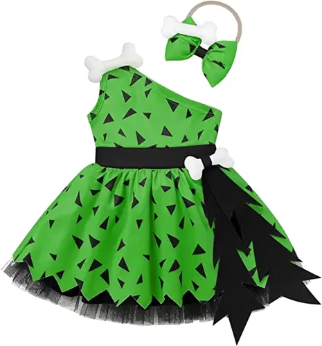 Vista 4 de Disfraz de Halloween para niñas pequeñas, vestido de tul de malla, trajes de princesa (verde, de 12 a 18 meses)