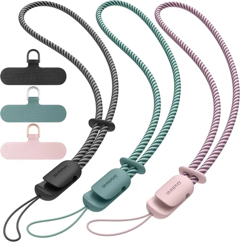 Vista 13 de SURPHY Paquete de 3 correas de muñeca para teléfono con lengüeta de sujeción para teléfono celular, correa para teléfono celular, correa para A