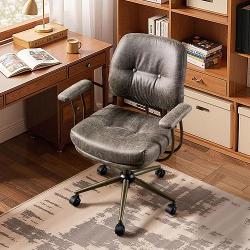 Vista 13 de HOOOWOOO Silla de Oficina Ergonómica, Silla de Escritorio Moderna de Computadora de Media Siglo, Silla Ejecutiva Cómoda con Asiento Extra Ancho