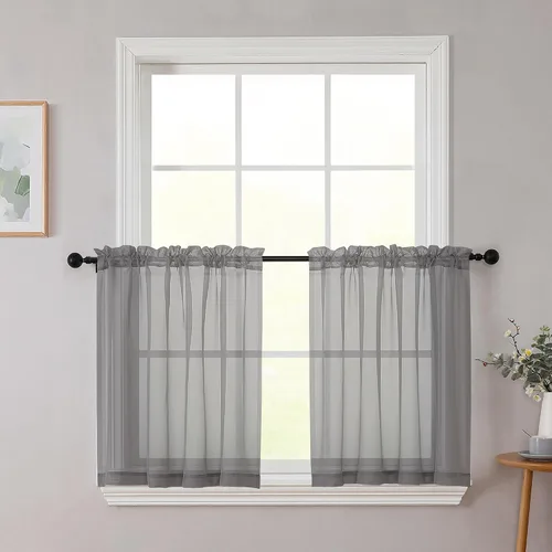 Vista 161 de 2 paneles de cortinas traslúcidas blancas para dormitorio, sala de estar, 96 pulgadas de largo, modernas, suaves, ligeras, con bolsillo para barra