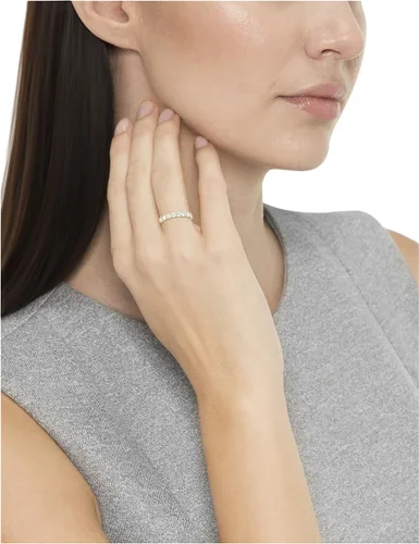 Vista 3 de Anillo de plata esterlina y circonia cúbica, plata chapada en oro amarillo, 7, Blanco, S4AER700AC