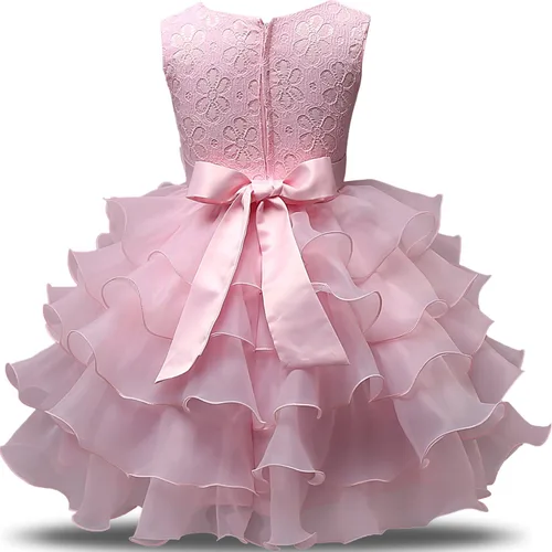 Vista 2 de NNJXD - Vestido de niña con volados y encaje, para fiesta o boda