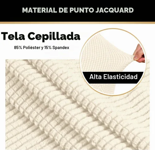 Vista 3 de PrinceDeco Funda elástica para sofá de 3 cojines, funda de sofá de tela jacquard de elastano de 1 pieza, funda universal antideslizante, protector