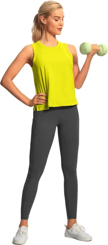 Vista 6 de Hiverlay Workout Tank Tops for Women Sleeveless Athletic Cropped Tank Top Sports Gym Muscle Running Shirts
