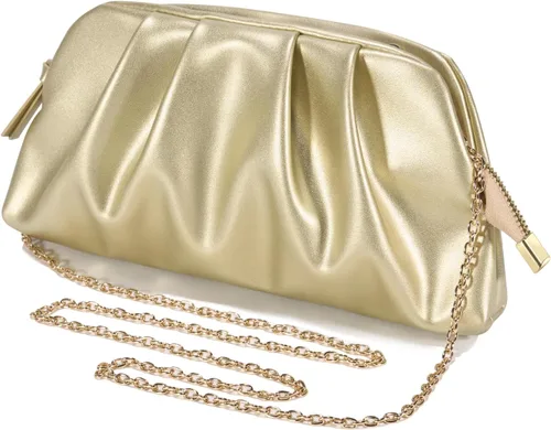 Vista 3 de SWEETV Dressy Vegan Leather Clutch Purse for Women Formal, Soft Pleated PU Evening Clutch for Weddings, Proms, Cocktail-Gemma