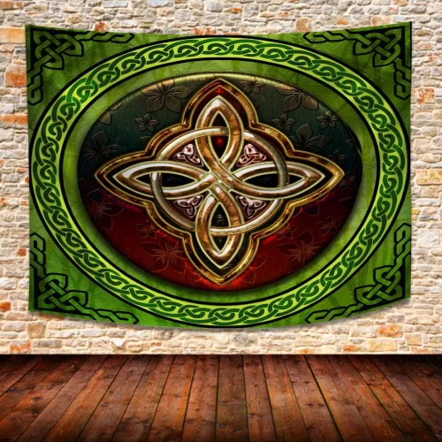 Vista 9 de SHRAPHY Tapiz celta de 60 x 40 pulgadas, tapiz nórdico vikingos, irlandés, redondo, nudo de amor, tapiz de buena suerte para sala de estar