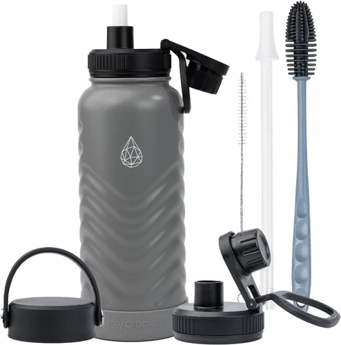 Vista 16 de Botella de agua aislada de acero inoxidable de 24 onzas con tapa de popote Verde